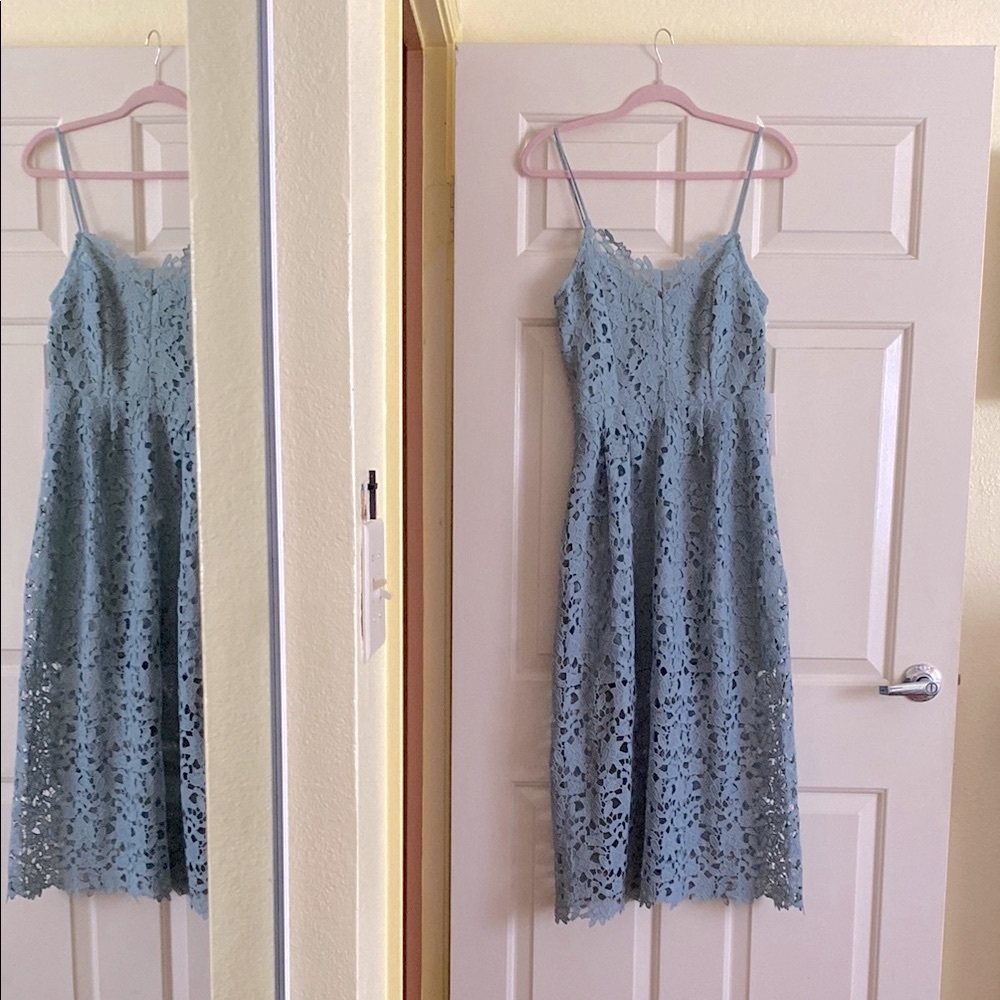 NWT Dex Muted Blue Lace Cami Midi Dress